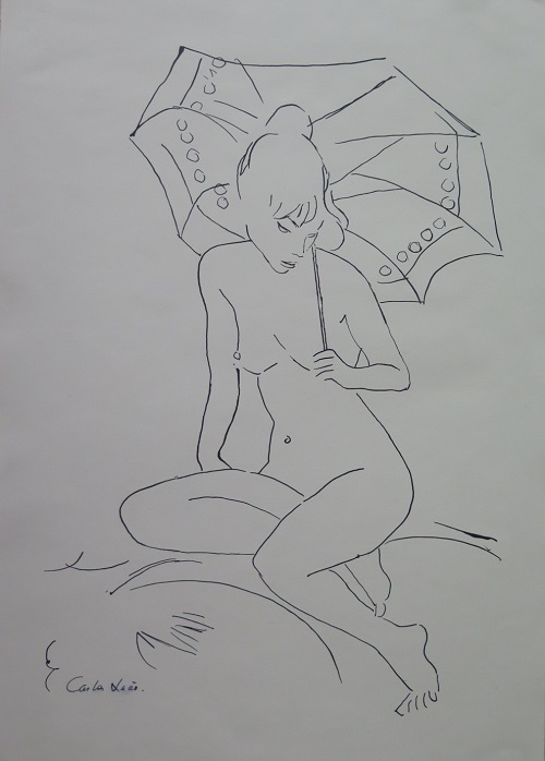 Obra Sem título (Mulher com sombrinha) de Carlos Leão